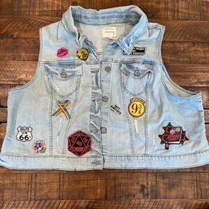 Torrid Blue Denim Vest with Custom Embellishments